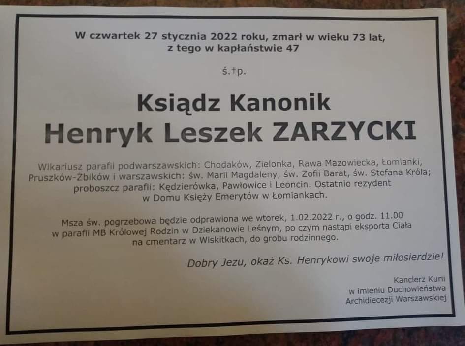 Ksiądz Kanonik – Henryk Leszek Zarzycki