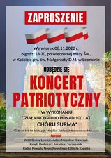 Koncert patriotyczny „Chóru Surma” 08.11.2022r. o godzinie 18:30